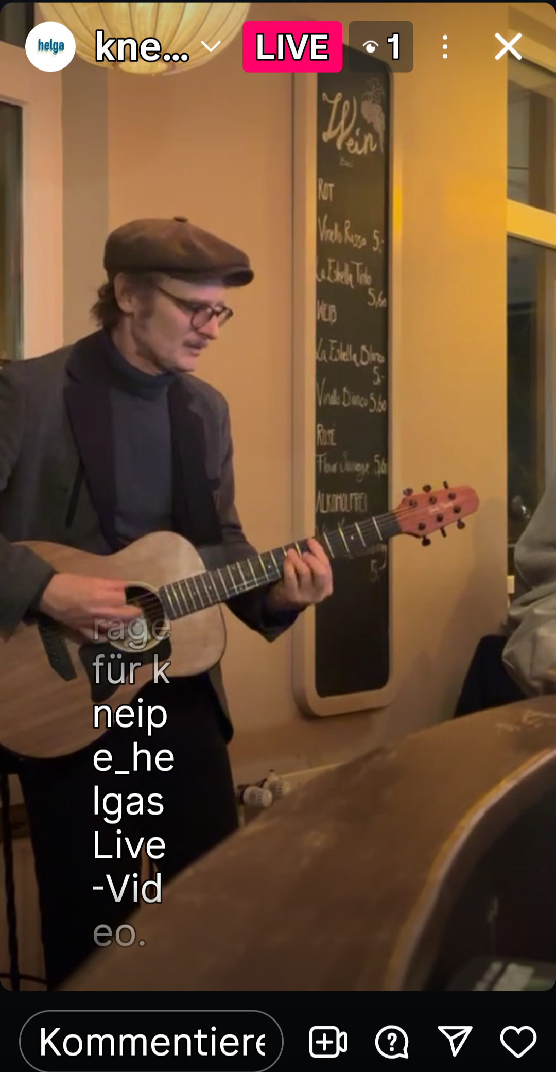 Screenshot Insta Helga Kneipe Live Video